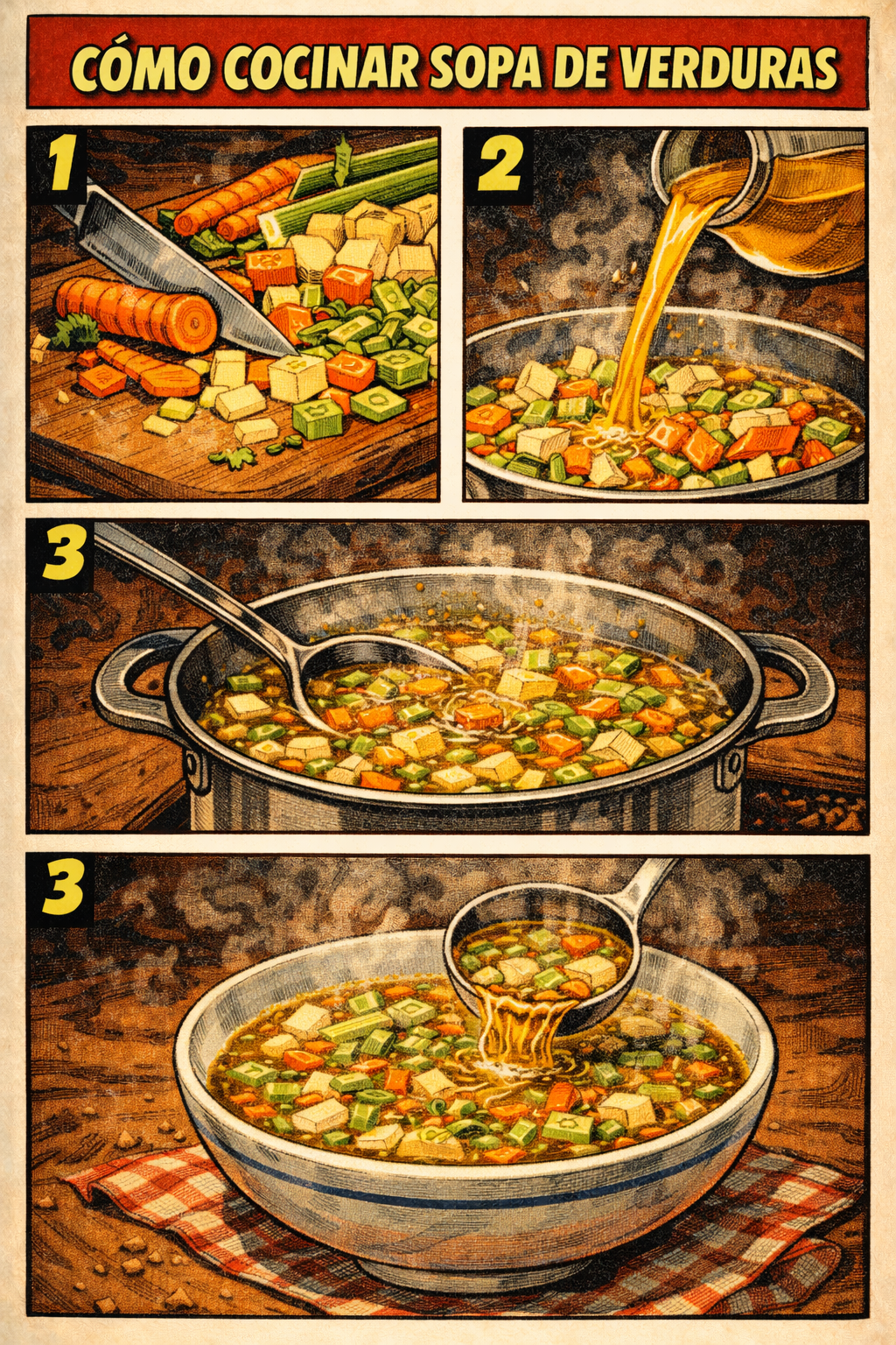 Master Chef 1960: Creador de Recetas en Cómic Retro (4 Pasos)